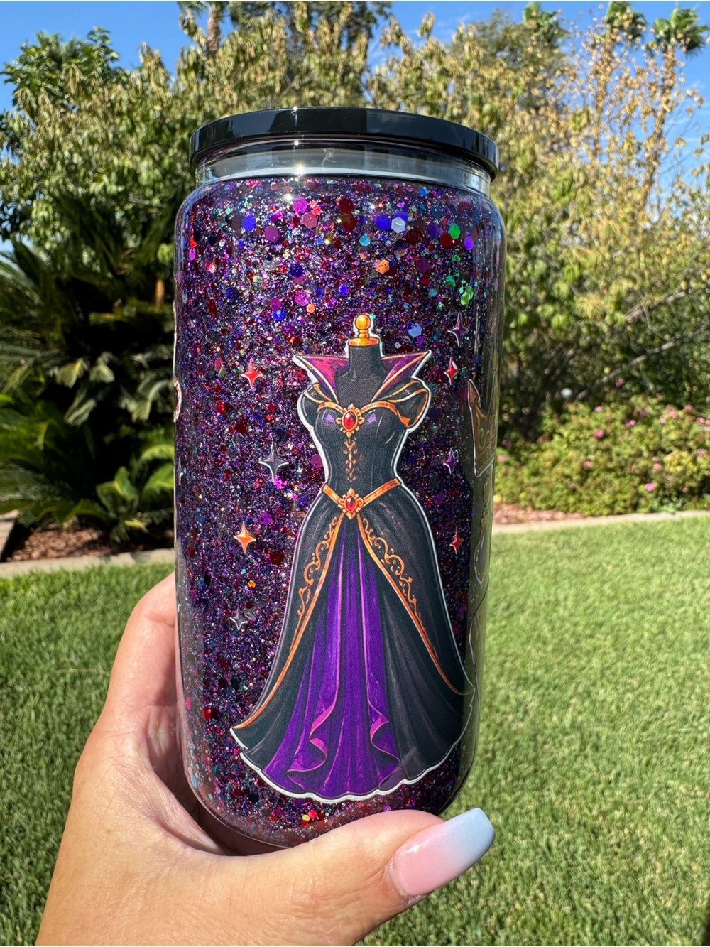 Evil Queen Disney villain snow globe tumbler 16oz